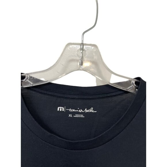 Travis Mathew Mens Medium T Shirt Black Pocket Palm Tree Moon Crew Neck Short XL - Picture 4 of 4